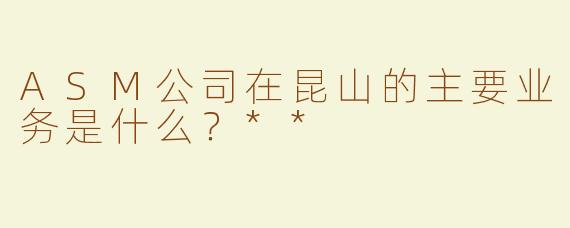ASM公司在昆山的主要业务是什么？**