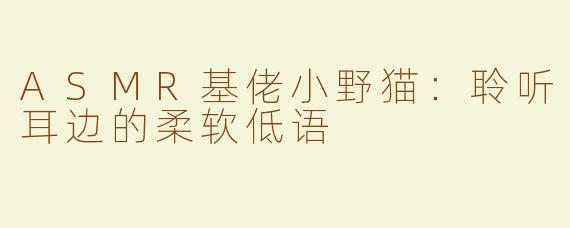 ASMR基佬小野猫：聆听耳边的柔软低语