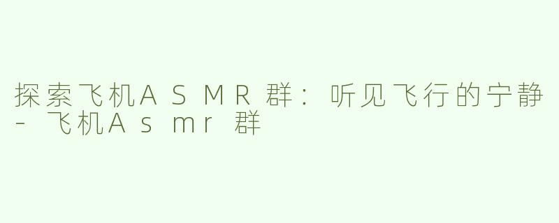 探索飞机ASMR群：听见飞行的宁静-飞机Asmr群