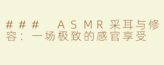 ### ASMR采耳与修容：一场极致的感官享受