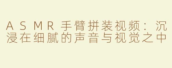 ASMR手臂拼装视频：沉浸在细腻的声音与视觉之中