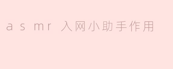 ASM小助手在ASMR入网过程中有什么作用？