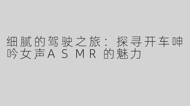 细腻的驾驶之旅：探寻开车呻吟女声ASMR的魅力