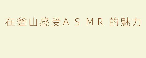 在釜山感受ASMR的魅力