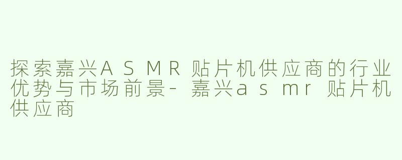 探索嘉兴ASMR贴片机供应商的行业优势与市场前景-嘉兴asmr贴片机供应商