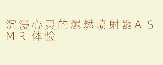 沉浸心灵的爆燃喷射器ASMR体验