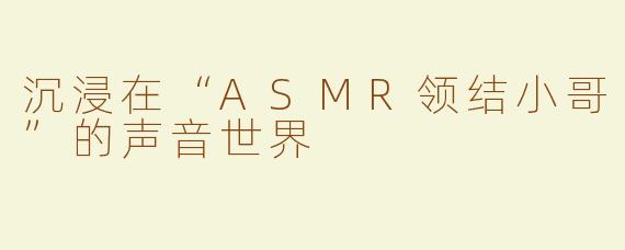 沉浸在“ASMR领结小哥”的声音世界