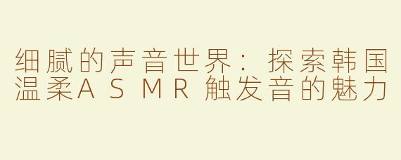 细腻的声音世界：探索韩国温柔ASMR触发音的魅力