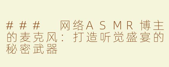 ### 网络ASMR博主的麦克风：打造听觉盛宴的秘密武器