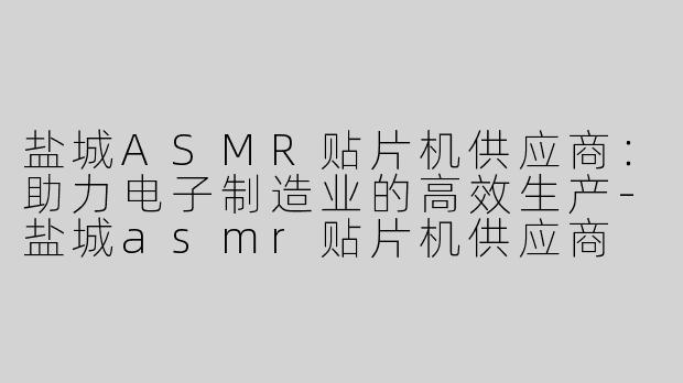 盐城ASMR贴片机供应商：助力电子制造业的高效生产-盐城asmr贴片机供应商