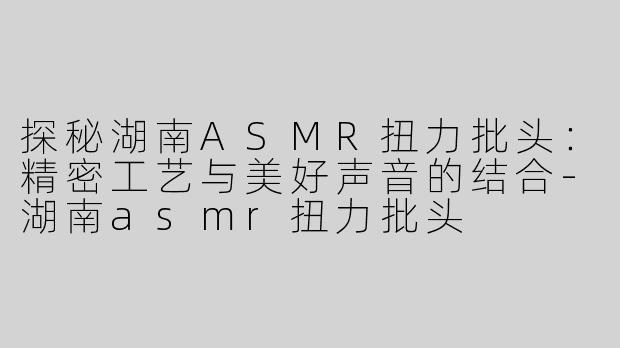 探秘湖南ASMR扭力批头：精密工艺与美好声音的结合-湖南asmr扭力批头