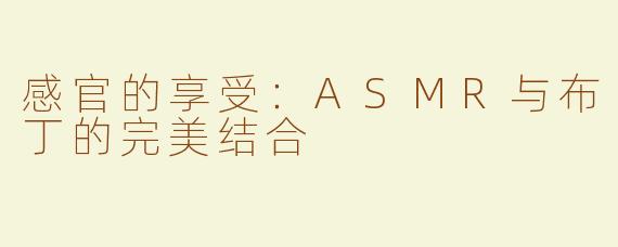 感官的享受：ASMR与布丁的完美结合
