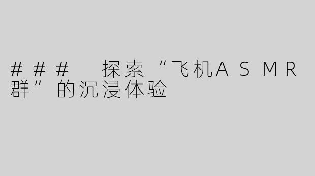 ### 探索“飞机ASMR群”的沉浸体验