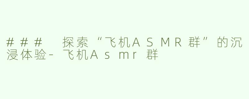 ### 探索“飞机ASMR群”的沉浸体验
