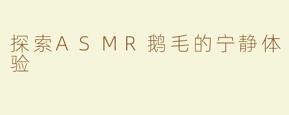 探索ASMR鹅毛的宁静体验