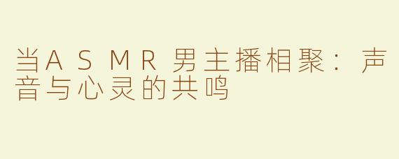 当ASMR男主播相聚：声音与心灵的共鸣