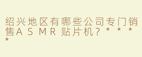 绍兴地区有哪些公司专门销售ASMR贴片机？****