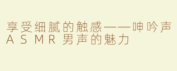 享受细腻的触感——呻吟声ASMR男声的魅力