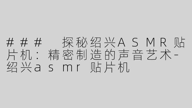 ### 探秘绍兴ASMR贴片机：精密制造的声音艺术-绍兴asmr贴片机