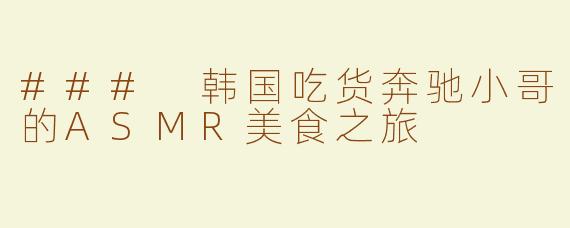 ### 韩国吃货奔驰小哥的ASMR美食之旅