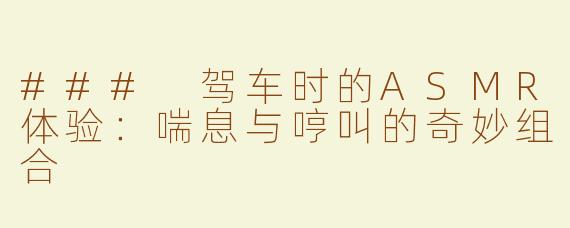 ### 驾车时的ASMR体验：喘息与哼叫的奇妙组合