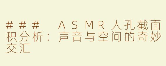 ### ASMR人孔截面积分析：声音与空间的奇妙交汇