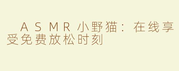  ASMR小野猫：在线享受免费放松时刻