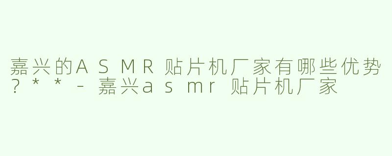 嘉兴的ASMR贴片机厂家有哪些优势？**