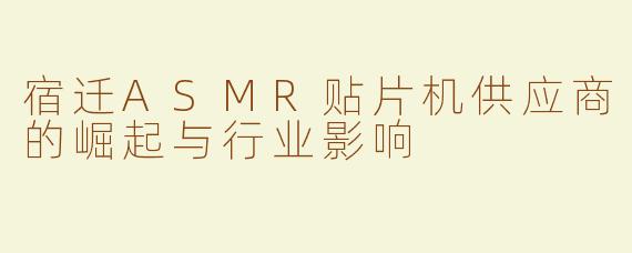 宿迁ASMR贴片机供应商的崛起与行业影响