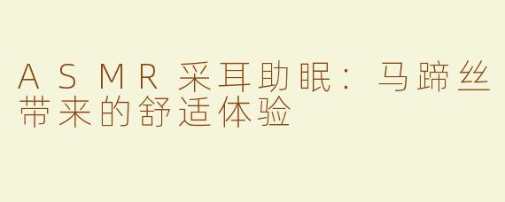 ASMR采耳助眠：马蹄丝带来的舒适体验