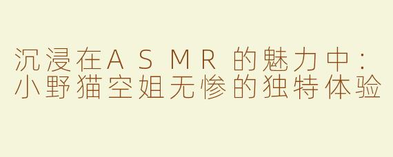沉浸在ASMR的魅力中：小野猫空姐无惨的独特体验