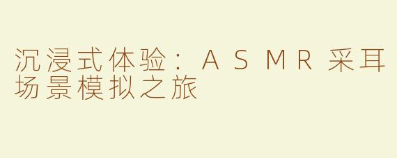 沉浸式体验：ASMR采耳场景模拟之旅