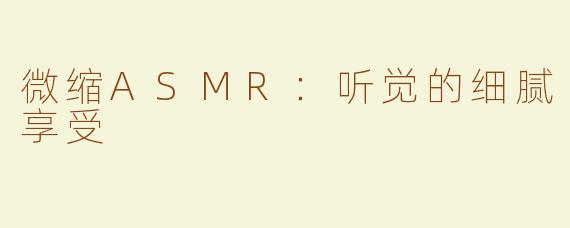 微缩ASMR：听觉的细腻享受