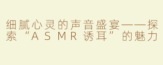 细腻心灵的声音盛宴——探索“ASMR诱耳”的魅力