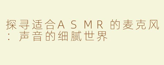 探寻适合ASMR的麦克风：声音的细腻世界