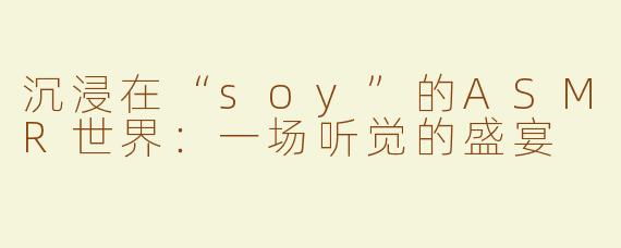 沉浸在“soy”的ASMR世界：一场听觉的盛宴