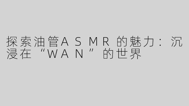 探索油管ASMR的魅力：沉浸在“WAN”的世界