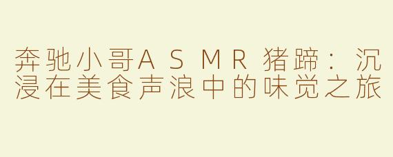 奔驰小哥ASMR猪蹄：沉浸在美食声浪中的味觉之旅