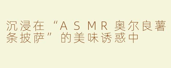 沉浸在“ASMR奥尔良薯条披萨”的美味诱惑中