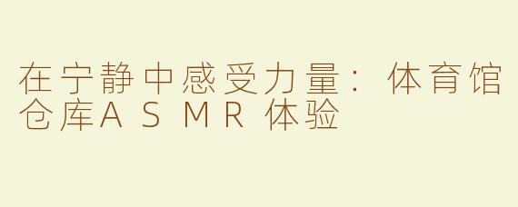 在宁静中感受力量：体育馆仓库ASMR体验
