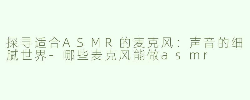 探寻适合ASMR的麦克风：声音的细腻世界-哪些麦克风能做asmr