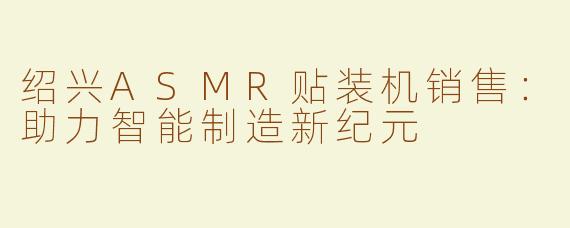 绍兴ASMR贴装机销售：助力智能制造新纪元