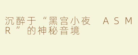 沉醉于“黑宫小夜 ASMR”的神秘音境