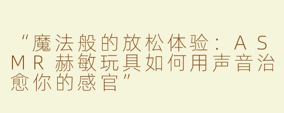 “魔法般的放松体验：ASMR赫敏玩具如何用声音治愈你的感官”