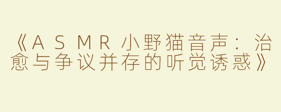 《ASMR小野猫音声：治愈与争议并存的听觉诱惑》