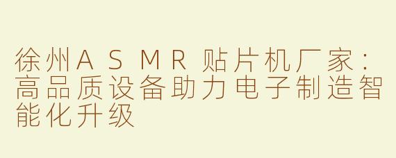 徐州ASMR贴片机厂家：高品质设备助力电子制造智能化升级