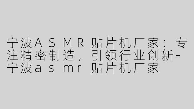 宁波ASMR贴片机厂家：专注精密制造，引领行业创新-宁波asmr贴片机厂家