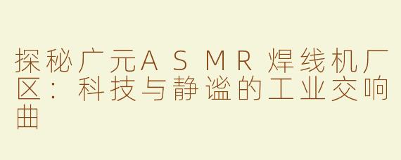 探秘广元ASMR焊线机厂区：科技与静谧的工业交响曲