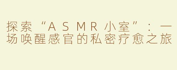 探索“ASMR小室”：一场唤醒感官的私密疗愈之旅