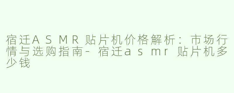 宿迁ASMR贴片机价格解析：市场行情与选购指南